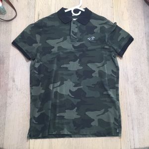 Large Used Hollister camouflage collard shirt